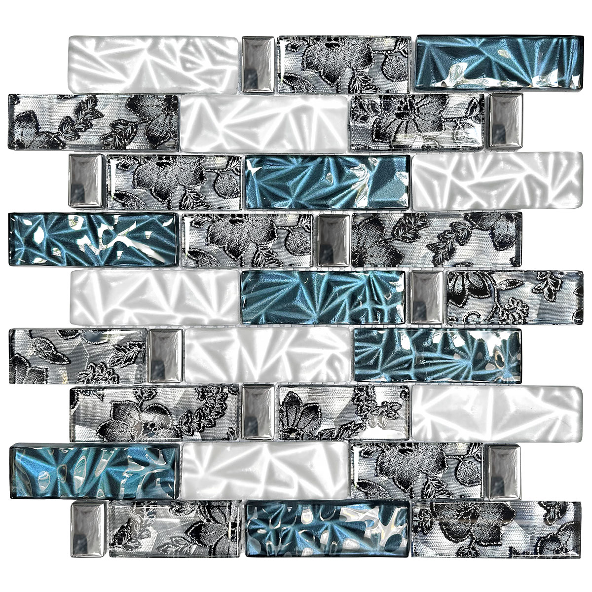 Blue White Subway Glass Backsplash Tile BA8011 2