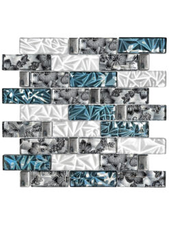 Blue White Subway Glass Backsplash Tile BA8011