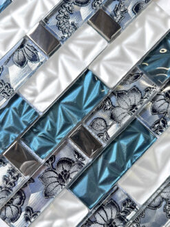 Blue White Subway Glass Backsplash Tile BA8011 4