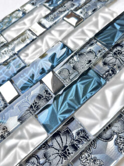 Blue White Subway Glass Backsplash Tile BA8011 7