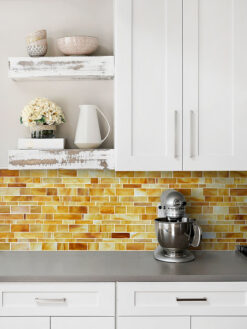 Gray Countertop Honey Onyx Glass Subway Mosaic Tile BA7017