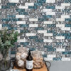 Gray Quartz Blue White Subway Glass Backsplash Tile BA8011