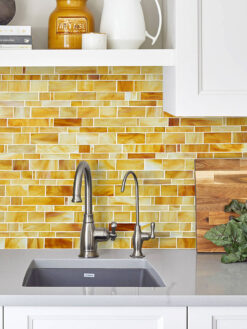 Honey Onyx Glass Subway Hand Cut Artisan Mosaic Tile BA7017