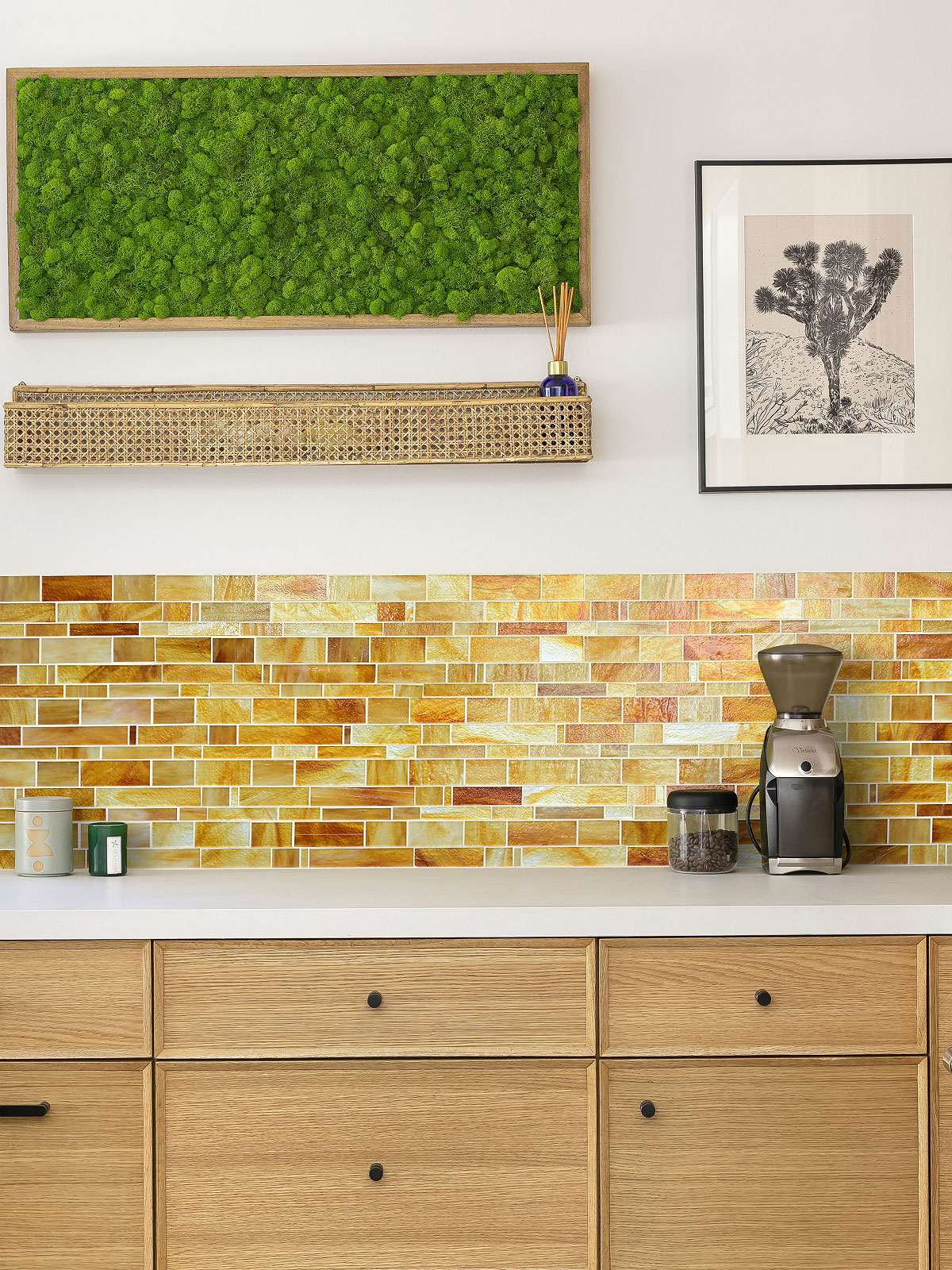 Light Kitchen Honey Onyx Glass Subway Mosaic Tile BA7017