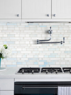Modern Kitchen with Pearl Glass Subway Tile BA7016