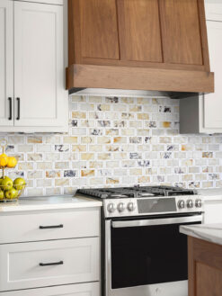 White Cabinet Multi Color Marble Backsplash Tile BA6330