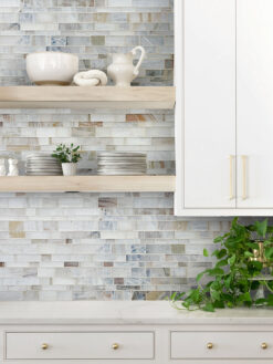 Beige Cabinet with Opal Glass Artisan Mosaic Tile BA7015