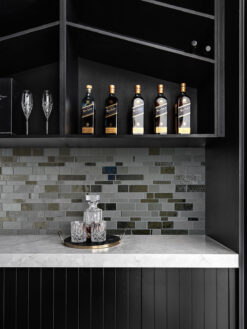 Black Bar with Gray Glass Artisan Mosaic Tile BA7018