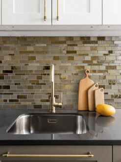 Black Countertop with Brown Glass Artisan Mosaic Tile BA7019