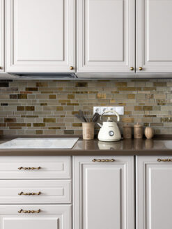 Brown Countertop with Brown Glass Artisan Mosaic Tile BA7019