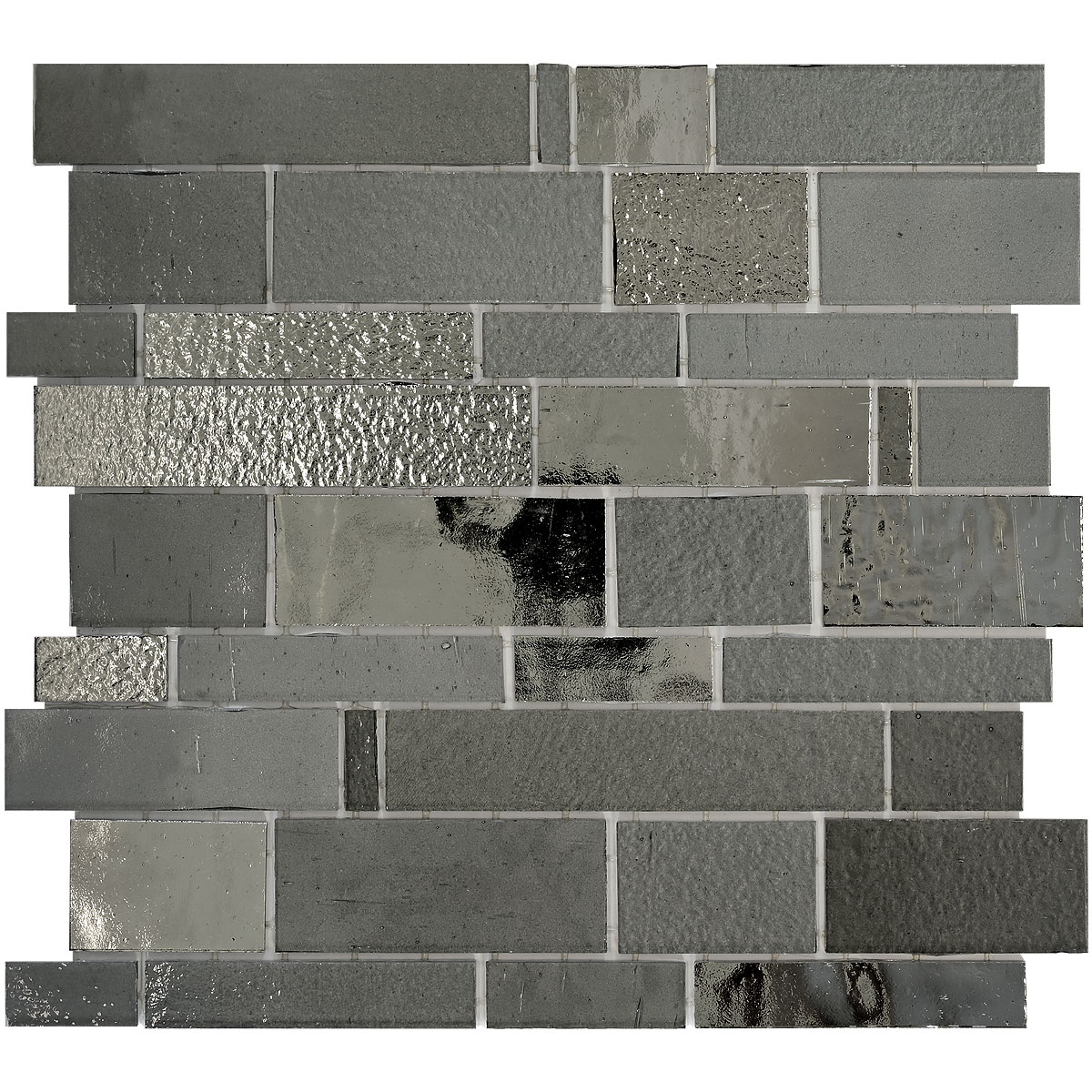 Charcoal Gray Glass Subway Hand Cut Artisan Mosaic Tile BA7018 2