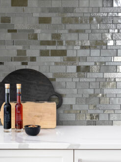 Charcoal Gray Glass Subway Hand Cut Artisan Mosaic Tile BA7018