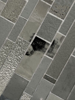 Charcoal Gray Glass Subway Hand Cut Artisan Mosaic Tile BA7018 5