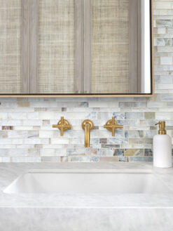 Marble Bathroom Vanity with Opal Glass Artisan Mosaic Tile BA7015