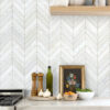Marble Countertop with Chevron Pearl Marble Backsplash Tile BA8030