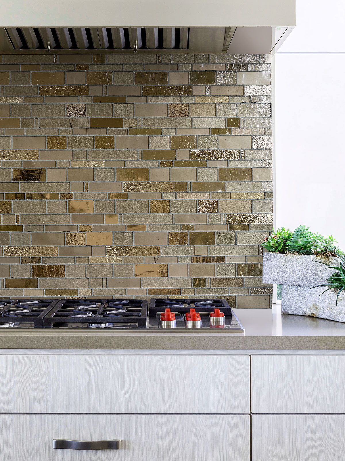 Modern Cabinet with Brown Glass Artisan Mosaic Tile BA7019