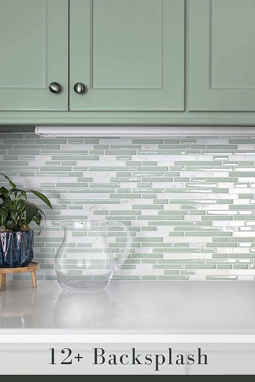 Glass and Stone Tile Backsplash