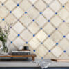 Light Travertine Tile with Blue Glass BA1029