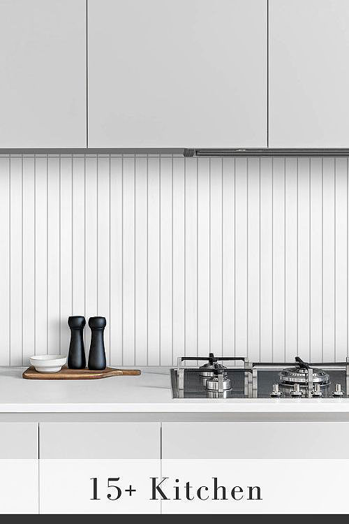 Marble Backsplash with Gray Countertops