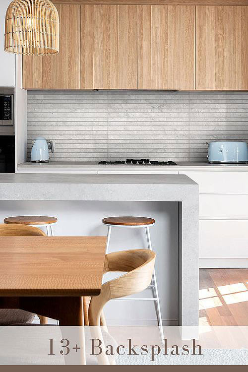 Modern Limestone Backsplash
