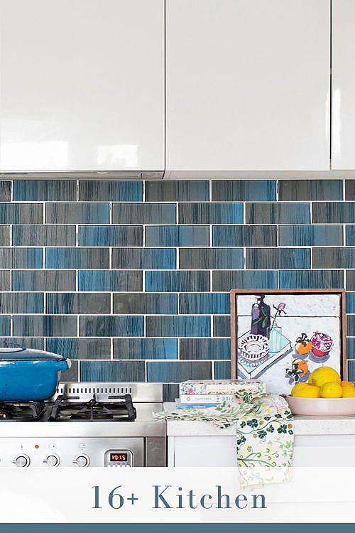 White Kitchen with Glass Backsplash