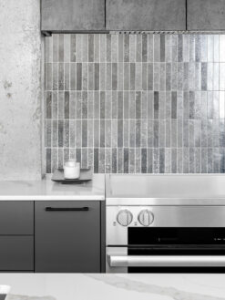 Marble Countertop with Modern Gray Metallic Backsplash Tile BA6205