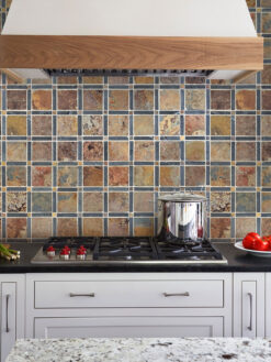 Black Countertop with Slate Brown Gray Backsplash Tile BA1068