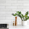 Countertop with Large White Marble Subway Backsplash Tile BA8035