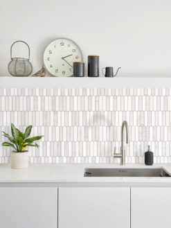 Modern Cabinets with Modern Picket White Gray Marble Backsplash Tile BA6321