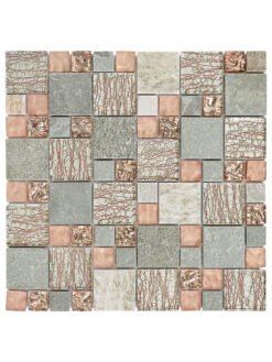 Rose Gold Gray Glass Slate Backsplash Tile BA8007 1