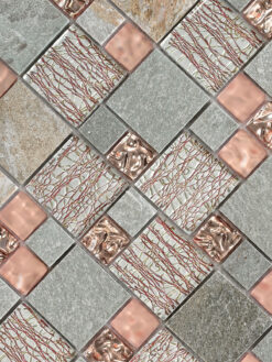 Rose Gold Gray Glass Slate Backsplash Tile BA8007 5