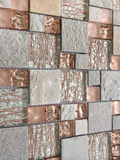 Rose Gold Gray Glass Slate Backsplash Tile BA8007 6
