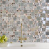 Rose Gold Gray Slate Glass Backsplash Tile BA8007