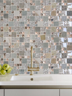 Rose Gold Gray Slate Glass Backsplash Tile BA8007
