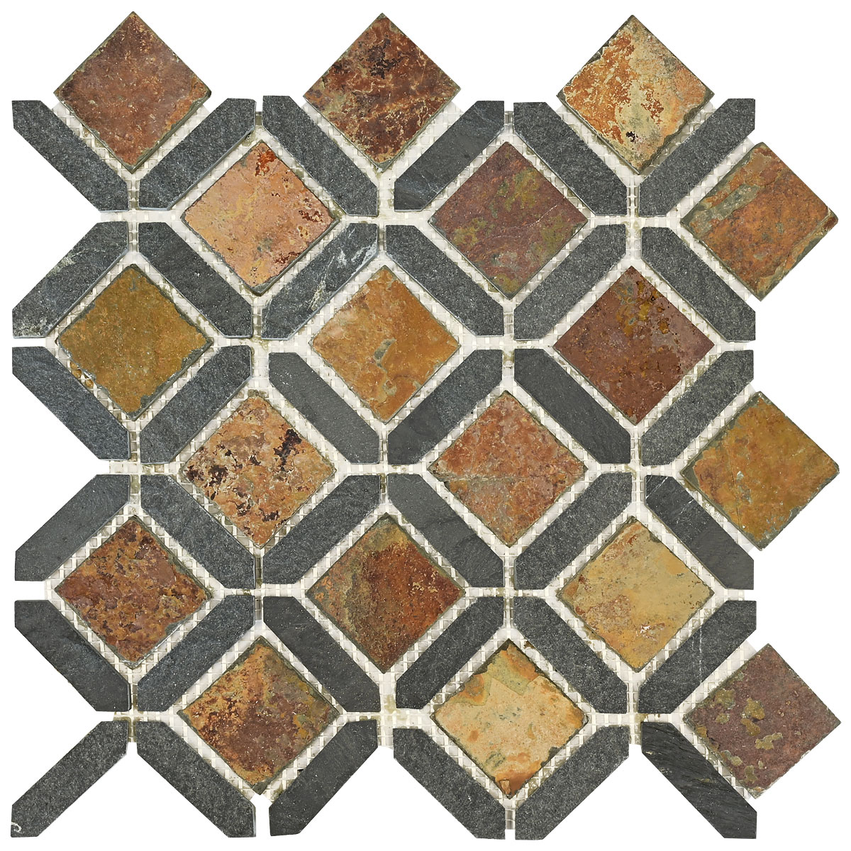 Rusty Brown Gray Diamond Slate Backsplash Tile BA1067 2