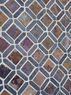 Rusty Brown Gray Diamond Slate Backsplash Tile BA1067 4