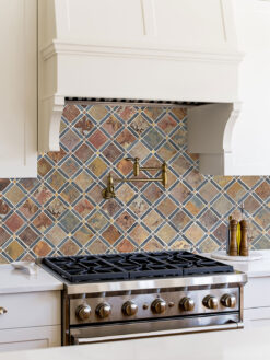 White Kitchen with Slate Brown Gray Backsplash Tile BA1068