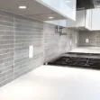 Gray modern backsplash white countertop BA1038