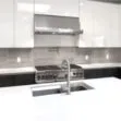 Modern white kitchen gray backsplasg tile BA1038