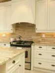 Giallo ornamental travertine backsplash beige kitchen cabinet BA1024