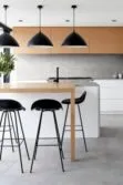 Brown Cabinet Gray Floor And Backsplash Modern Kitchen