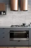 Contemporary Kitchen Gray Cabinet Backsplash And Countertop