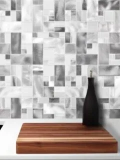 Modern Glass Metal Gray Backsplash tile BA1118