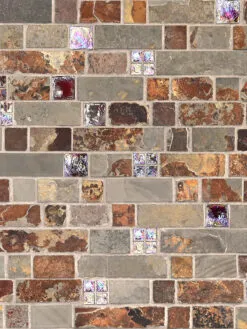 Slate Burgundy Glass Subway Backsplash Tile BA1026