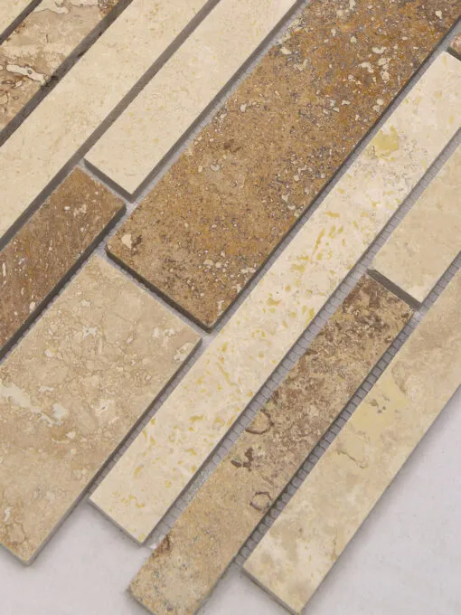 Brown beige travertine subway mosaic backsplash tile BA1024