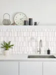 Modern Cabinets with Modern Picket White Gray Marble Backsplash Tile BA6321
