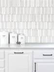 White Kitchen with Modern Picket White Gray Marble Backsplash Tile BA6321