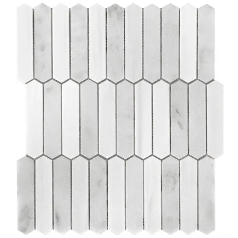 Modern Picket White Gray Marble Backsplash Tile BA6321 2
