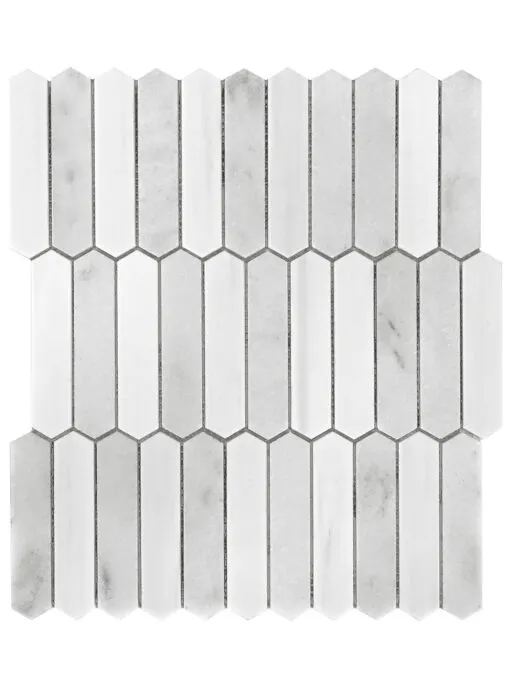 Modern Picket White Gray Marble Backsplash Tile BA6321 1