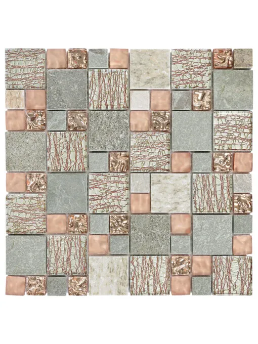 Rose Gold Gray Glass Slate Backsplash Tile BA8007 1